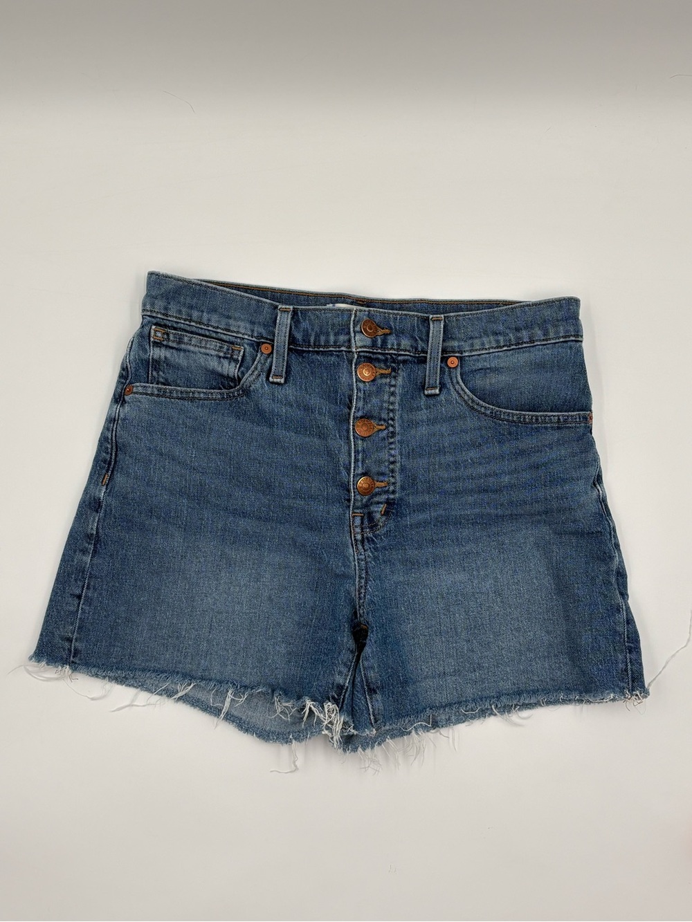 Madewell Blue Denim High-Rise Button-Fly Jean Shorts